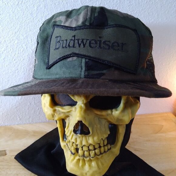 Vintage Budweiser Camouflage Patch Trucker Hat - Picture 1 of 8